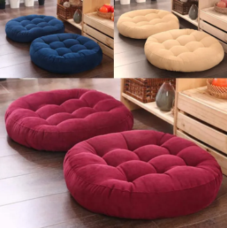 Velvet Round Floor Cushions Ball Fiber Filled - Round Floor Cushions 1 Pair = 2 Pieces Premium Quality - Image 4