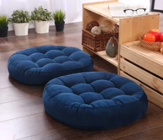 Velvet Round Floor Cushions Ball Fiber Filled - Round Floor Cushions 1 Pair = 2 Pieces Premium Quality - Image 3