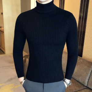 Men’s slim fit high neck sweater for comfortable winter layering.