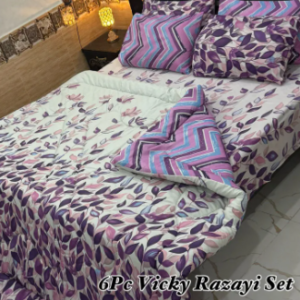 6-piece double bed Vicky Razai set with multi-color designs