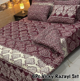 6 Piece Double Bed Vicky Razai Set Multi Color Designs - Image 3