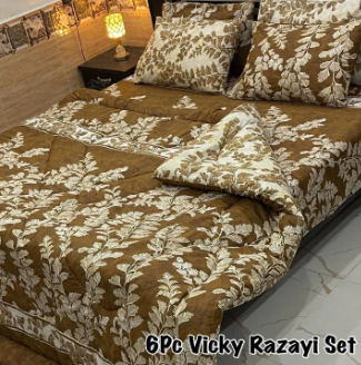 6 Piece Double Bed Vicky Razai Set Multi Color Designs - Image 2