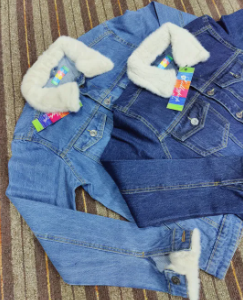 HOZRY Girls’ Denim Fur Jacket – Stylish Winter Wear